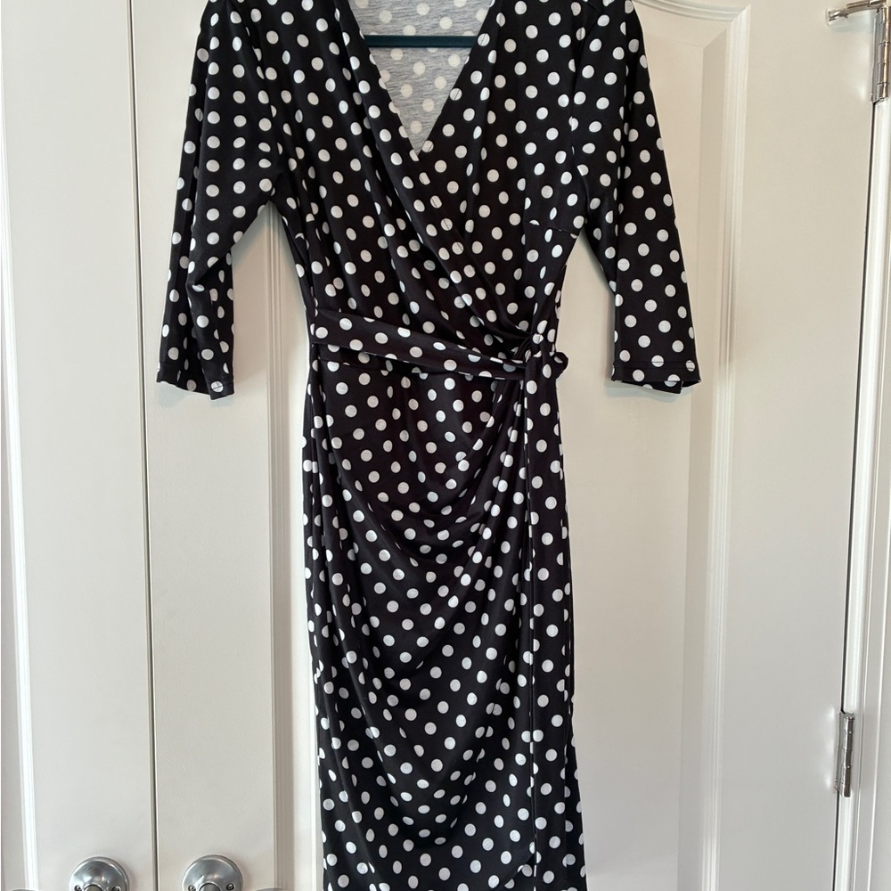 Black and White Polka Dot Wrap Dress